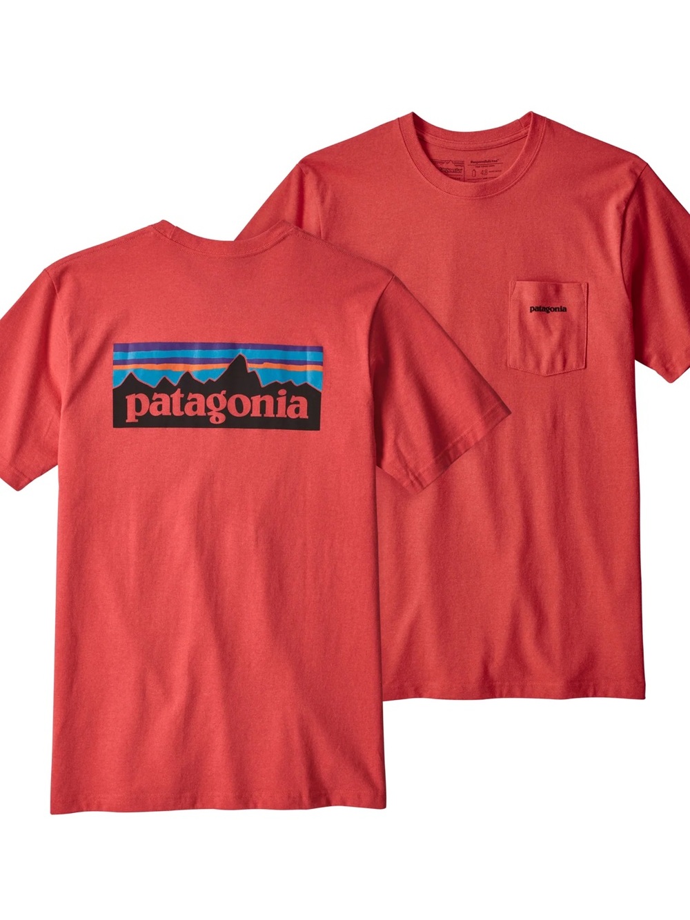 Patagonia Coral Logo  responsibility Pocket Tee